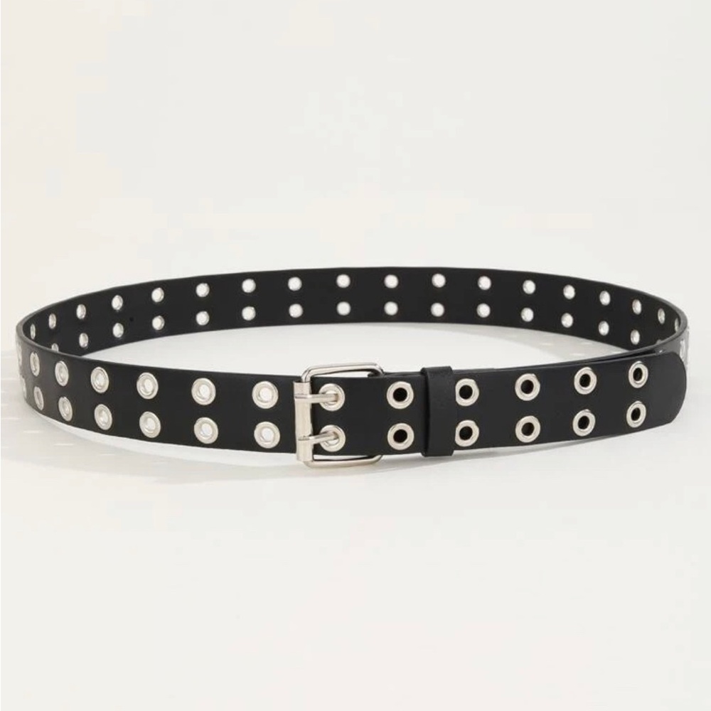 Leather faux hole belt